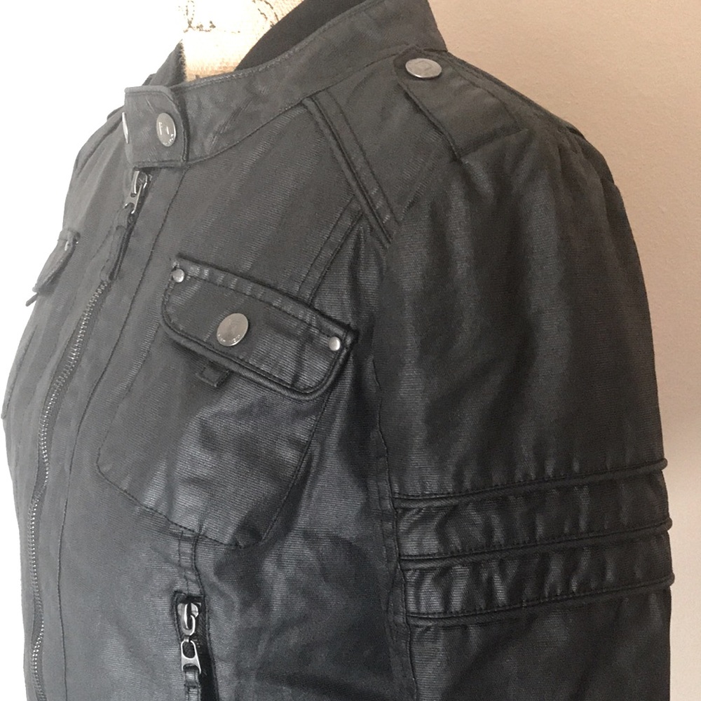 Blanc Noir Waxed Cotton Moto Jacket Black SZ L